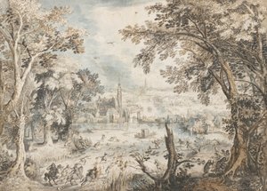 Landskap med en harejakt, 1601-1602